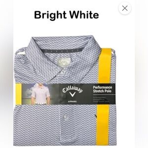 Men's Callaway, bright white gray blue polo shirt no tags Blue Patterned Polo